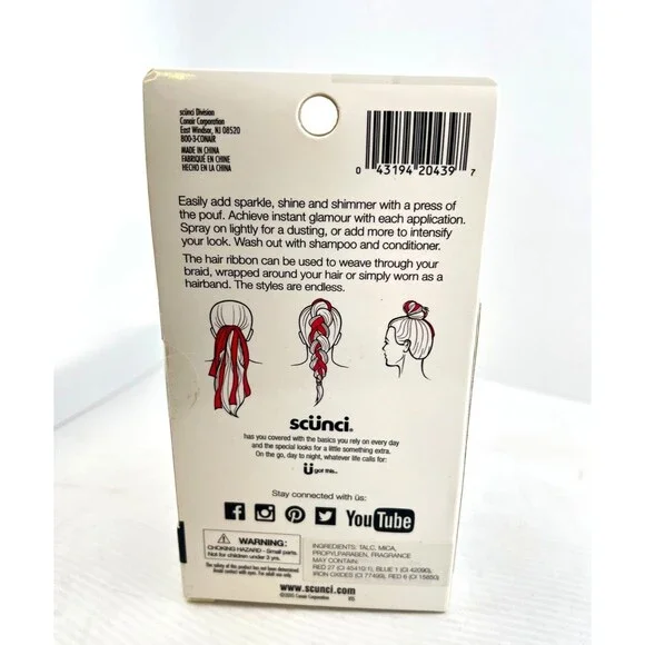 NIB Scunci Hair Shimmer Mist Spray GOLD Sparkling Accent Glitter Glimmer Ribbon - Picture 4 of 7